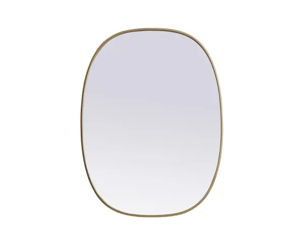 Crafted of metal, this mirror strikes a rounded corner silhouette. Instantly open up any space in your home with this minimalist wall-mounted mirror. Its slender, clean-lined frame sports a classic finish, while the glass mirror within features a flat, for a brilliant reflection, letting the light bounce off to expand your space. Designed in an oblong shape, this metal-frame mirror showcases in the three available satin finishes in black, brass, or silver. Mount this work of art in any room of your choice for added visual impact. Collection: Brynn Finish: Brass Width: 30.00" Height: 40.00" Length: 40.00" Weight: 19.00 lb Material: iron and MDF Country of Origin: China Manufacturer Warranty: 1 year limited