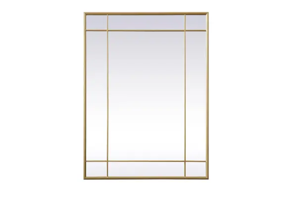 Our French panel mirror brings elegance to your living space with its timeless design, crafted from durable iron and high-quality glass. Its versatile hanging options allow you to place it horizontally or vertically, and the attached metal cleats simplify installation. Supported by a sturdy MDF backing, the mirror ensures stability, and its clear reflection without beveling makes it suitable for various settings. Beyond its decorative charm, it serves a practical purpose by enhancing natural light. With easy installation, this mirror is ideal for any room, adding a touch of charm and character. Its timeless aesthetic and clear, distortion-free vision make it a lasting and functional addition to your home. Collection: Viola Rooms: entry way, living room, dining room, bathroom, bedroom, office Finish: Brass Width: 40.00" Height: 1.00" Length: 30.00" Weight: 25.00 lb Material: Iron and MDF Country of Origin: China Manufacturer Warranty: 1 year limited