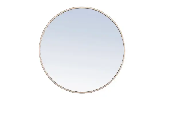 Enhance the appeal of your home or office with this contemporary mirror in silver finish, slightly antiqued featuring a thin rounded metal edges in a deep profile, reflecting a minimalist's design and trendy styling. To ensure your home safety, we use a metal hanger bar that are securely welded to the back of the metal frame. We recommend using suitable heavy duty picture/mirror hooks, selecting the best type of fixing for the particular wall you wish to hang the mirror on, using the appropriate rawl plug if required. Measurement: D24. Collection: Eternity Rooms: living Room, Office, Bedroom, entry way, bathroom Finish: Silver Width: 1.00" Height: 24.00" Length: 24.00" Weight: 11.00 lb Extension from Wall: 0.16" Material: iron,glass, wood Country of Origin: China Manufacturer Warranty: 1 year limited Spec Sheet
