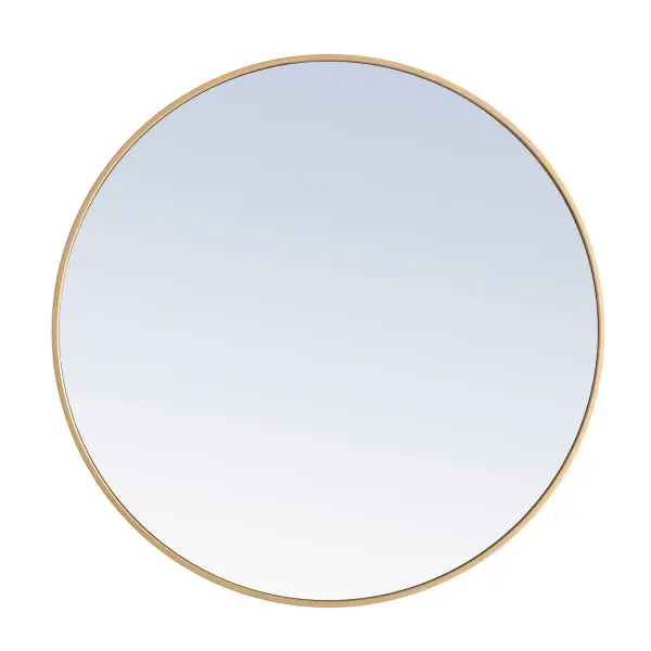 Enhance the appeal of your home or office with this contemporary mirror in brass finish featuring a thin rounded metal edges in a deep profile, reflecting a minimalist's design and trendy styling. To ensure your home safety, we use a metal hanger bar that are securely welded to the back of the metal frame. We recommend using suitable heavy duty picture/mirror hooks, selecting the best type of fixing for the particular wall you wish to hang the mirror on, using the appropriate rawl plug if required. Measurement: D36. Collection: Eternity Rooms: living Room, Office, Bedroom, entry way, bathroom Finish: Brass Width: 1.00" Height: 36.00" Length: 36.00" Weight: 23.00 lb Extension from Wall: 0.16" Material: iron,glass, wood Country of Origin: China Manufacturer Warranty: 1 year limited Spec Sheet
