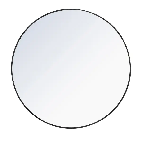 Enhance the appeal of your home or office with this black contemporary mirror featuring a thin rounded metal edges in a deep profile, reflecting a minimalist's design and trendy styling. To ensure your home safety, we use a metal hanger bar that are securely welded to the back of the metal frame. We recommend using suitable heavy duty picture/mirror hooks, selecting the best type of fixing for the particular wall you wish to hang the mirror on, using the appropriate rawl plug if required. Measurement: D48. Collection: Eternity Rooms: living Room, Office, Bedroom, entry way, bathroom Finish: Black Width: 1.00" Height: 48.00" Length: 48.00" Weight: 39.00 lb Extension from Wall: 0.16" Material: iron,glass, wood Country of Origin: China Manufacturer Warranty: 1 year limited Spec Sheet