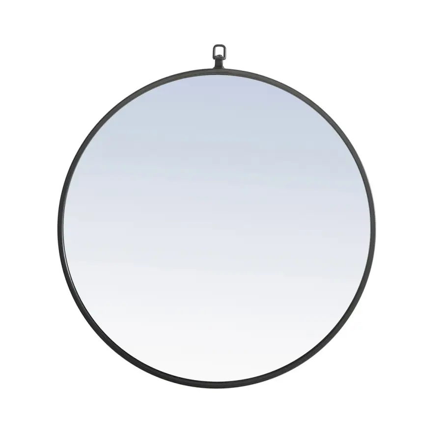 Rowan 24" Round Mirror in Black