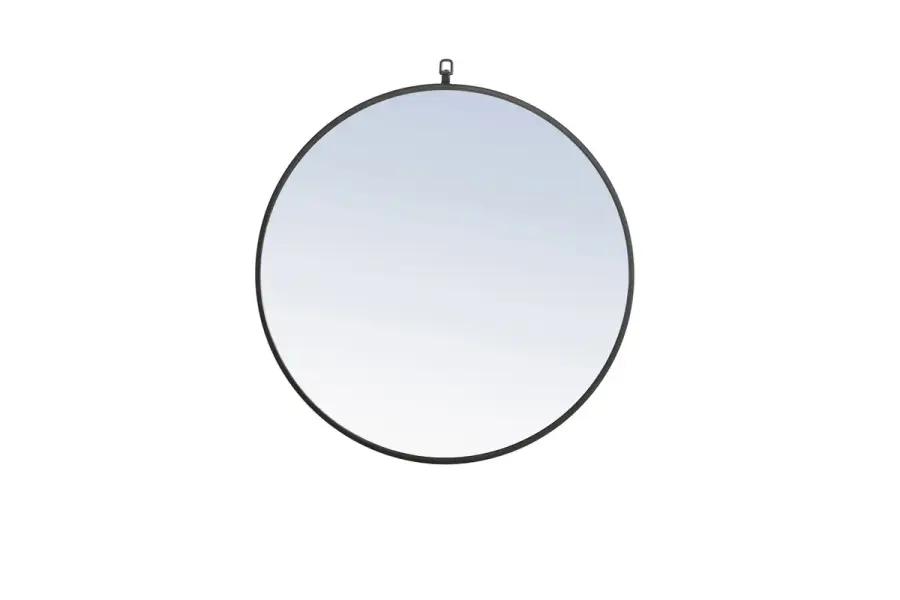 Rowan Round Mirror in Black
