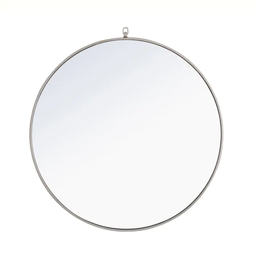 Rowan 42" Round Mirror in Silver