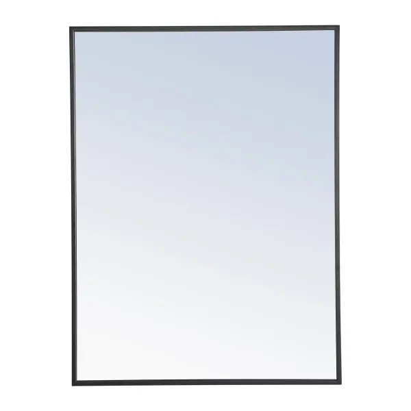 The classic clean and straight lines of this rectangular mirror provide you with a timeless and elegant look to accent any room or hallway in your home or office, featuring an ultra-thin black metal frame in deep profile, refecting a minimalist's design and industrial styling. To ensure your home safety, we uses metal hanger bar that are securely welded to the back of the metal frame. We recommend using suitable heavy duty picture/mirror hooks, selecting the best type of fixing for the particular wall you wish to hang the mirror on, using the appropriate rawl plug if required. Measurement: 24x32, hang vertical or horizontal. Collection: Monet Rooms: living Room, Office, Bedroom, entry way, bathroom Finish: Black Width: 1.00" Height: 32.00" Length: 24.00" Weight: 17.00 lb Extension from Wall: 0.16" Material: iron,glass, wood Country of Origin: China Manufacturer Warranty: 1 year limited Spec Sheet