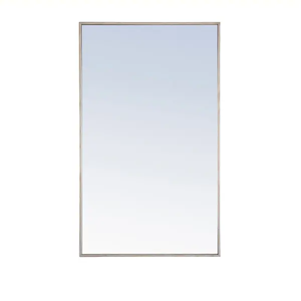 The classic clean and straight lines of this rectangular mirror in silver finish, slightly antiqued, provide you with a timeless and elegant look to accent any room or hallway in your home or office, featuring an ultra-thin metal frame in deep profile, refecting a minimalist's design and industrial styling. To ensure your home safety, we uses metal hanger bar that are securely welded to the back of the metal frame. We recommend using suitable heavy duty picture/mirror hooks, selecting the best type of fixing for the particular wall you wish to hang the mirror on, using the appropriate rawl plug if required. Measurement: 24x40, hang vertical or horizontal. Collection: Monet Rooms: living Room, Office, Bedroom, entry way, bathroom Finish: Silver Width: 1.00" Height: 40.00" Length: 24.00" Weight: 20.00 lb Extension from Wall: 0.16" Material: iron,glass, wood Country of Origin: China Manufacturer Warranty: 1 year limited Spec Sheet