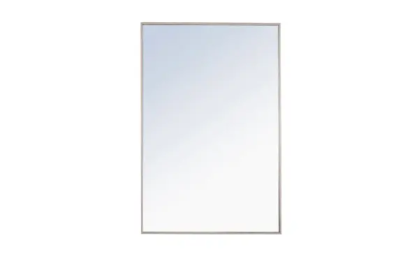 The classic clean and straight lines of this rectangular mirror in Silver finish, slightly antiqued, provide you with a timeless and elegant look to accent any room or hallway in your home or office, featuring an ultra-thin metal frame in deep profile, refecting a minimalist's design and industrial styling. To ensure your home safety, we uses metal hanger bar that are securely welded to the back of the metal frame. We recommend using suitable heavy duty picture/mirror hooks, selecting the best type of fixing for the particular wall you wish to hang the mirror on, using the appropriate rawl plug if required. Measurement: 28x42, hang vertical or horizontal. Collection: Monet Rooms: living Room, Office, Bedroom, entry way, bathroom Finish: Silver Width: 1.00" Height: 42.00" Length: 28.00" Weight: 25.00 lb Extension from Wall: 0.16" Material: iron,glass, wood Country of Origin: China Manufacturer Warranty: 1 year limited Spec Sheet
