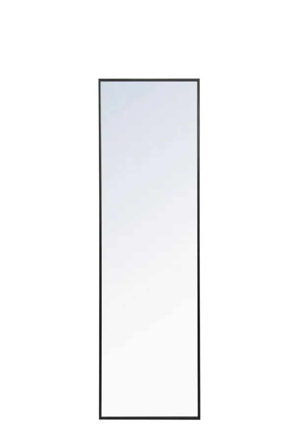 The classic clean and straight lines of this rectangular mirror provide you with a timeless and elegant look to accent any room or hallway in your home or office, featuring an ultra-thin black metal frame in deep profile, refecting a minimalist's design and industrial styling. To ensure your home safety, we uses metal hanger bar that are securely welded to the back of the metal frame. We recommend using suitable heavy duty picture/mirror hooks, selecting the best type of fixing for the particular wall you wish to hang the mirror on, using the appropriate rawl plug if required. Measurement: 18x60, hang vertical or horizontal. Collection: Monet Rooms: living Room, Office, Bedroom, entry way, bathroom Finish: Black Width: 1.00" Height: 60.00" Length: 18.00" Weight: 23.00 lb Extension from Wall: 0.16" Material: iron,glass, wood Country of Origin: China Manufacturer Warranty: 1 year limited Spec Sheet