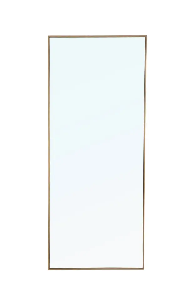 The classic clean and straight lines of this large rectangular mirror provide you with a timeless and elegant look to accent any room, hallway or over a double vanity in your home or office, featuring an ultra-thin brass metal frame in deep profile, refecting a minimalist's design and industrial styling. To ensure your home safety, we uses metal hanger bar that are securely welded to the back of the metal frame. We recommend using suitable heavy duty picture/mirror hooks, selecting the best type of fixing for the particular wall you wish to hang the mirror on. Measurement: 30x72, hang vertical or horizontal. Collection: Monet Rooms: living Room, Office, Bedroom, entry way, bathroom Finish: Brass Width: 1.00" Height: 72.00" Length: 30.00" Weight: 43.00 lb Extension from Wall: 0.16" Material: iron,glass, wood Country of Origin: China Manufacturer Warranty: 1 year limited Spec Sheet