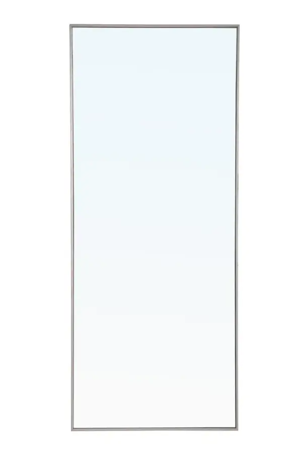 The classic clean and straight lines of this large rectangular mirror in silver finish, slightly antiqued, provide you with a timeless and elegant look to accent any room, hallway or over a double vanity in your home or office, featuring an ultra-thin metal frame in deep profile, refecting a minimalist's design and industrial styling. To ensure your home safety, we uses metal hanger bar that are securely welded to the back of the metal frame. We recommend using suitable heavy duty picture/mirror hooks, selecting the best type of fixing for the particular wall you wish to hang the mirror on. Measurement: 30x72, hang vertical or horizontal. Collection: Monet Rooms: living Room, Office, Bedroom, entry way, bathroom Finish: Silver Width: 1.00" Height: 72.00" Length: 30.00" Weight: 43.00 lb Extension from Wall: 0.16" Material: iron,glass, wood Country of Origin: China Manufacturer Warranty: 1 year limited Spec Sheet
