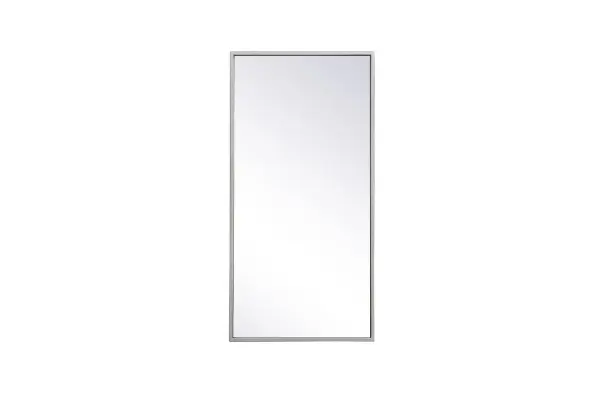 Enhance the appeal of your home or office with this contemporary mirror in silver finish, slightly antiqued, featuring a thin rounded metal edges in a deep profile, reflecting a minimalist's design and trendy styling. To ensure your home safety, we use a metal hanger ring that are securely welded to the back of the metal frame , which sit on top of the frame for easy hanging. We recommend using suitable heavy duty picture/mirror hooks, selecting the best type of fixing for the particular wall you wish to hang the mirror on, using the appropriate rawl plug if required. Collection: Monet Rooms: living Room, Office, Bedroom, entry way, bathroom Finish: Silver Width: 1.00" Height: 14.00" Length: 28.00" Weight: 9.00 lb Extension from Wall: 0.16" Material: iron and MDF Country of Origin: China Manufacturer Warranty: 1 year limited Spec Sheet