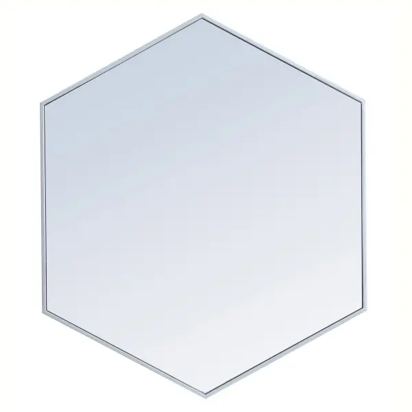 Add a bit of visual fun to your home with this playful hexagonal-shaped mirror. Its stylish personality will mingle with your décor and create a mesmerizing display of contemporary excitement. The clear mirror opens the visual space of your room, while the slender metal frame adds subtle color. Available in a black, brass or Silver finish and comes in a variety of sizes--it's the perfect mirror for any sized home. Collection: Decker Rooms: living room, dining room, bedroom, bathroom, foyer Finish: Silver Width: 1.00" Height: 32.00" Length: 38.00" Weight: 20.00 lb Extension from Wall: 0.16" Material: iron, glass, wood Country of Origin: China Manufacturer Warranty: 1 year limited Spec Sheet