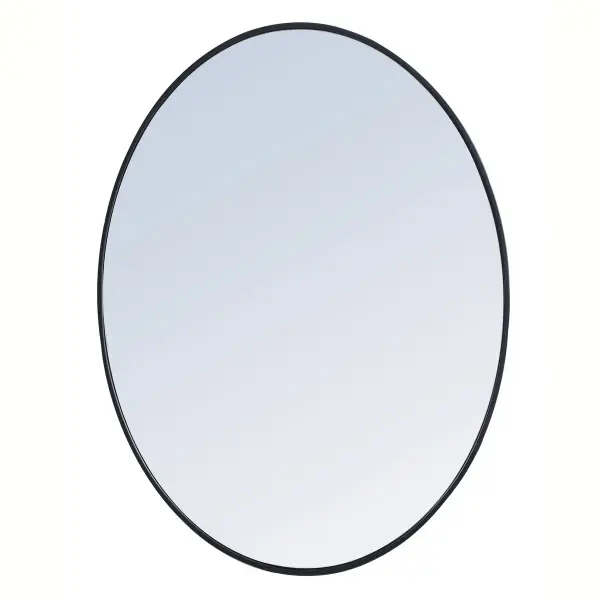 The rounded style of this mirror gives a soft edge to any room. A dreamy oval shape adds modern minimalism while expanding the visual space of your room, and the ability to hang it horizontally or vertically adds to its style versatility. The metal edge will surely compliment your home and add artful and modern sophistication. Available in a black, brass or Silver finish and comes in a variety of sizes--it's the perfect mirror for any sized home. Collection: Decker Rooms: living room, dining room, bedroom, bathroom, foyer Finish: Black Width: 1.00" Height: 30.00" Length: 40.00" Weight: 17.00 lb Extension from Wall: 0.16" Material: iron, glass, wood Country of Origin: China Manufacturer Warranty: 1 year limited Spec Sheet