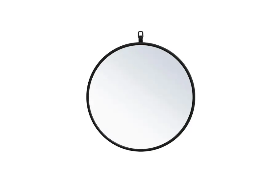 Rowan 18" Round Mirror in Black