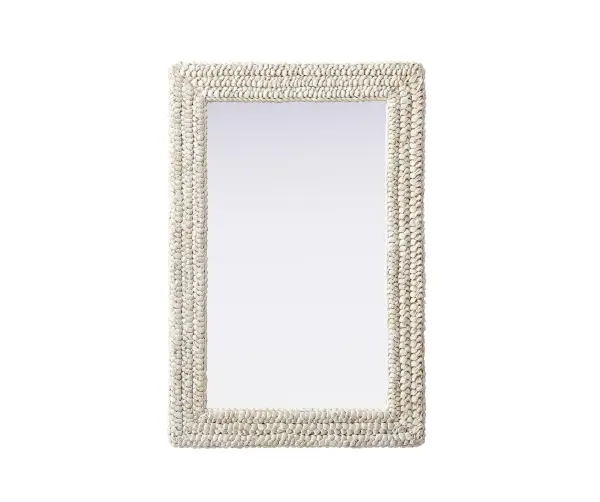 Dimensions
Width: 24"
Height: 36"
Extension: 1"
Specifications
Assembly Required: NO
Distressed Finish: No
Finish (Color): Linen White
Mirror Material: MDF+Corn husk+Mirror
Frameless: NO
Mirror Frame Shape: Rectangle
Mirror Hanging Orientation: Vertical and Horizontal
Mirror Mounting: Metal Inset hanger
Product Shape: Rectangle
Product Type: Decorative Mirrors
Product Warranty: 1 year limited
20
Wire Included: No
Shipment type: Small Parcel