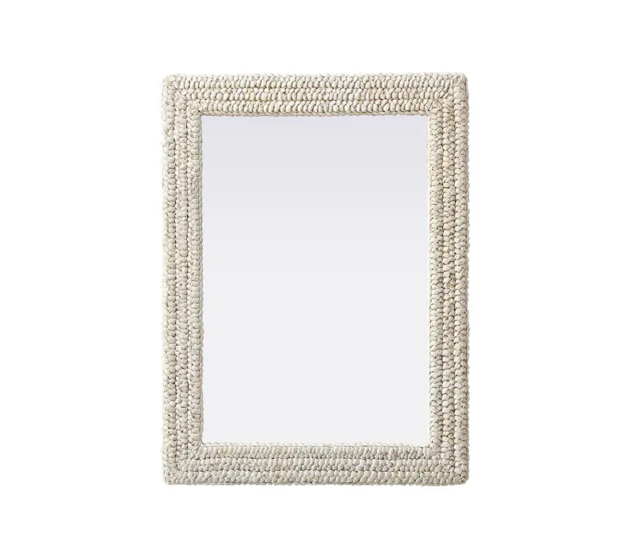 Marlowe Woven Mirror in Linen White - Image 1
