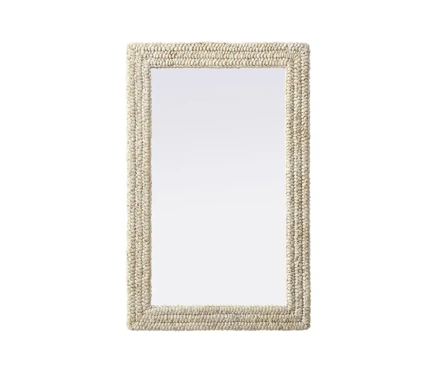 Marlowe Woven Mirror in Linen White - Image 1
