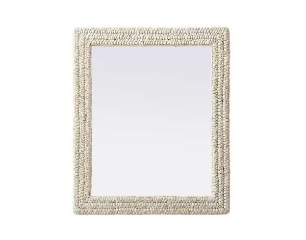 Marlowe Woven Mirror in Linen White - Image 1