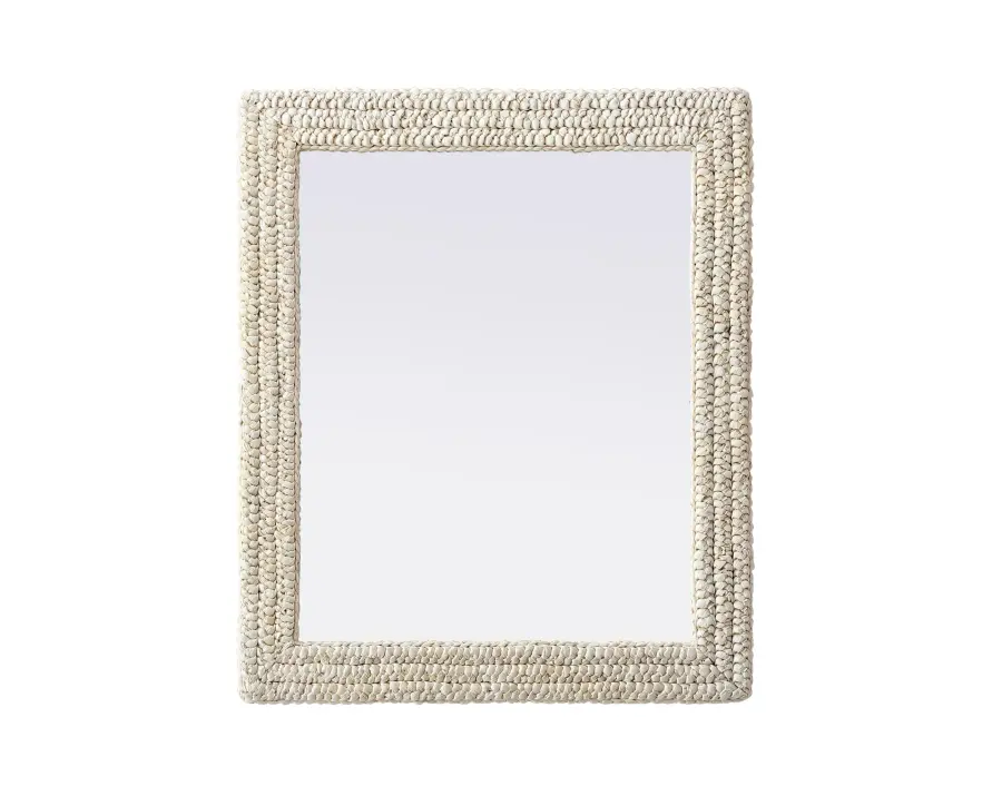 Marlowe Woven Mirror in Linen White - Image 1