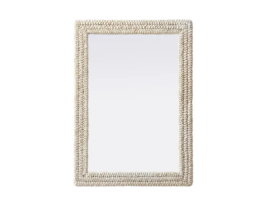 Marlowe Woven Mirror in Linen White - Image 1