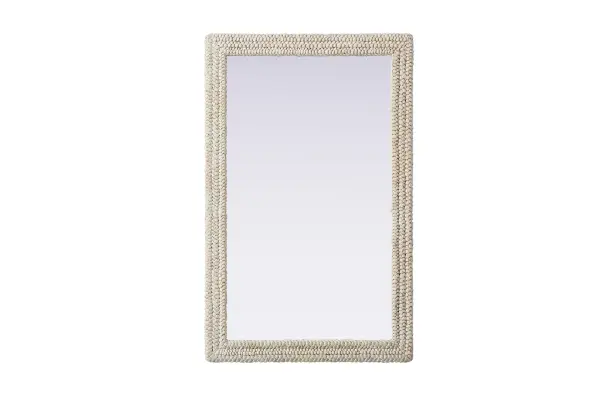 Marlowe Woven Mirror in Linen White - Image 1