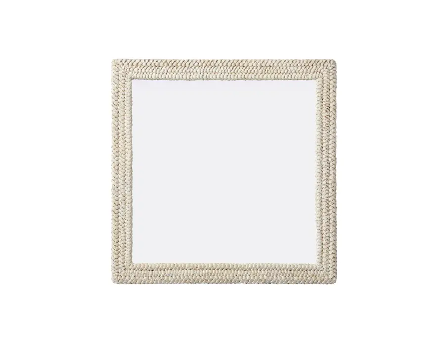 Marlowe 40" Square Mirror in Linen White - Image 1