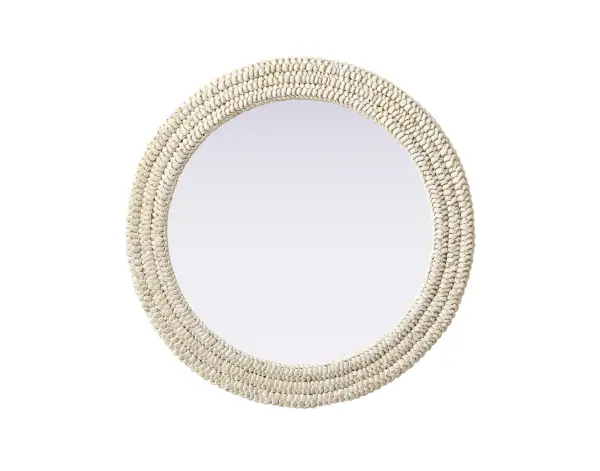 Dimensions
Width: 30"
Height: 30"
Extension: 1"
Specifications
Assembly Required: NO
Distressed Finish: No
Finish (Color): Linen White
Mirror Material: MDF+Corn husk+Mirror
Frameless: NO
Mirror Frame Shape: Round
Mirror Hanging Orientation: Vertical
Mirror Mounting: Metal Inset hanger
Product Shape: Round
Product Type: Decorative Mirrors
Product Warranty: 1 year limited
18
Wire Included: No
Shipment type: Small Parcel