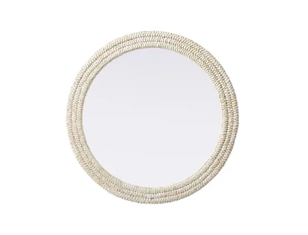 Dimensions
Width: 36"
Height: 36"
Extension: 1"
Specifications
Assembly Required: NO
Distressed Finish: No
Finish (Color): Linen White
Mirror Material: MDF+Corn husk+Mirror
Frameless: NO
Mirror Frame Shape: Round
Mirror Hanging Orientation: Vertical
Mirror Mounting: Metal Inset hanger
Product Shape: Round
Product Type: Decorative Mirrors
Product Warranty: 1 year limited
24
Wire Included: No
Shipment type: Small Parcel
US Shipping Cost: $142.00
