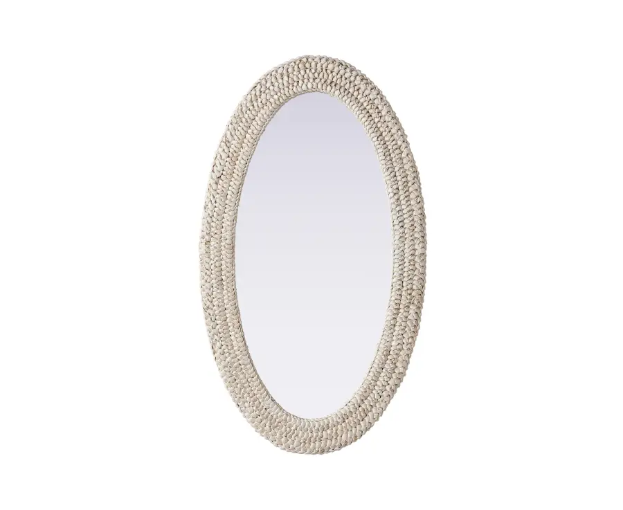 Marlowe Woven Mirror in Linen White - Image 1
