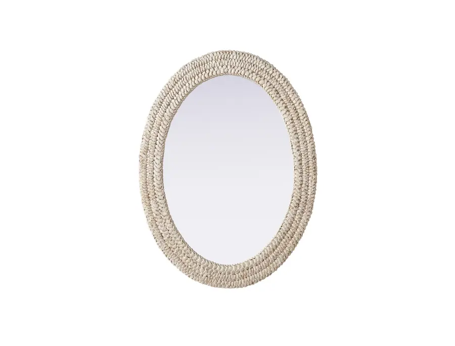 Marlowe Woven Mirror in Linen White - Image 1