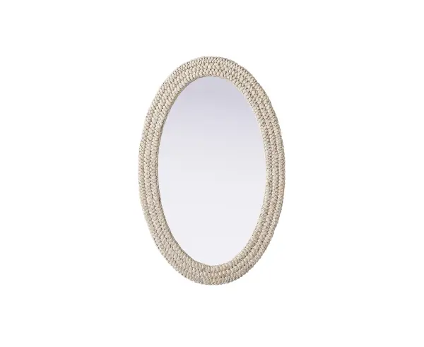 Marlowe Woven Mirror in Linen White - Image 1