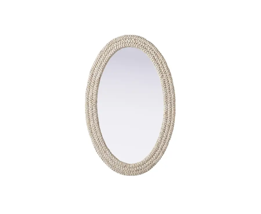 Marlowe Woven Mirror in Linen White - Image 1