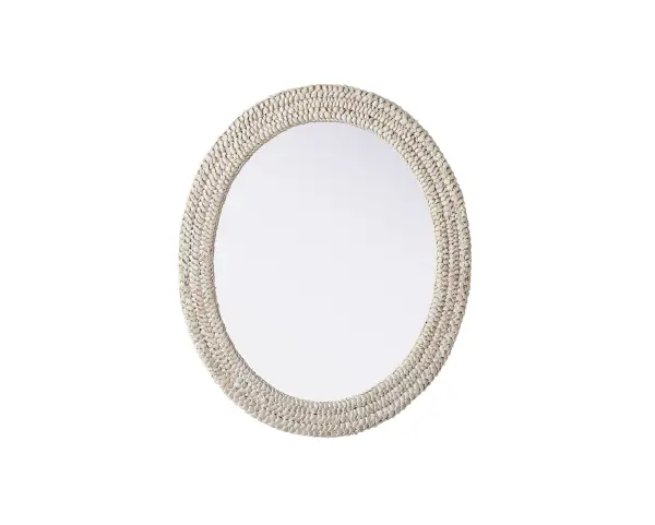 Marlowe Woven Mirror in Linen White - Image 1