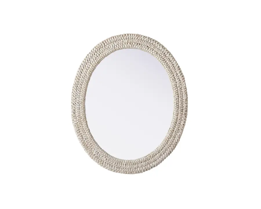 Marlowe Woven Mirror in Linen White - Image 1
