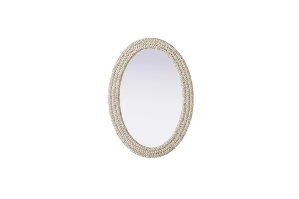 Marlowe Woven Mirror in Linen White - Image 1