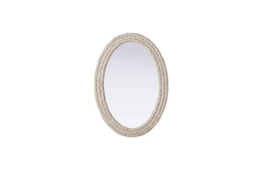 Marlowe Woven Mirror in Linen White - Image 1