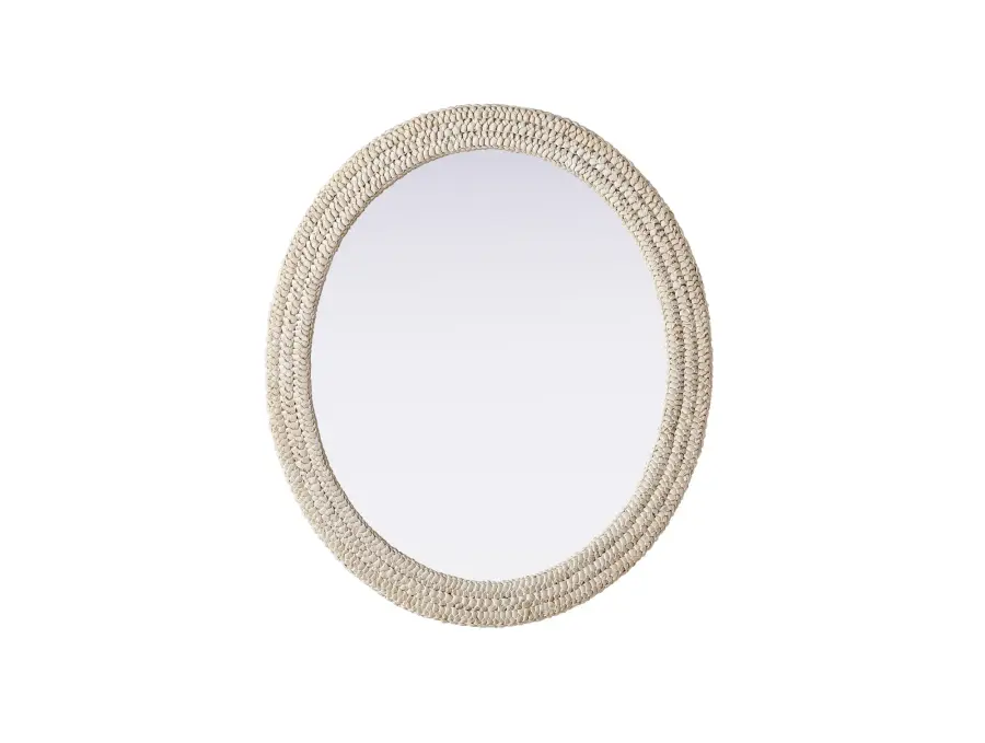 Marlowe Woven Mirror in Linen White - Image 1