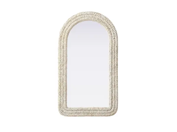Marlowe Woven Mirror in Linen White - Image 1