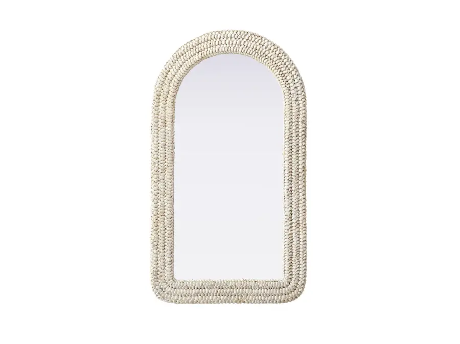 Marlowe Woven Mirror in Linen White - Image 1