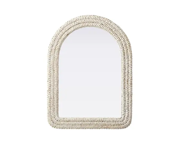 Marlowe Woven Mirror in Linen White - Image 1