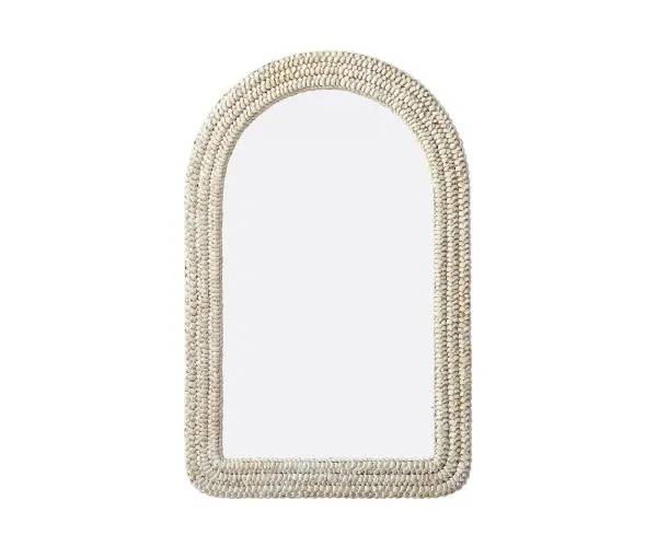 Marlowe Woven Mirror in Linen White - Image 1