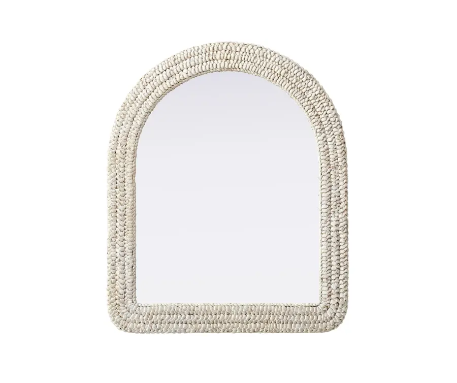 Marlowe Woven Mirror in Linen White - Image 1