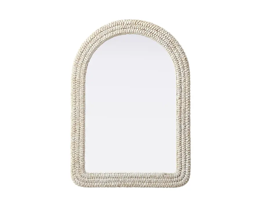 Marlowe Woven Mirror in Linen White - Image 1