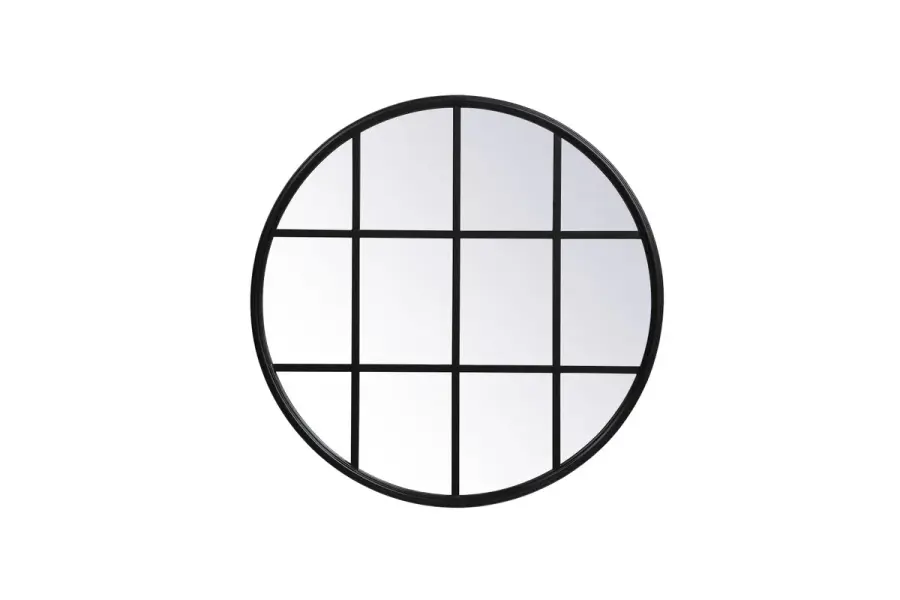 Motif 28" Round Mirror in Black