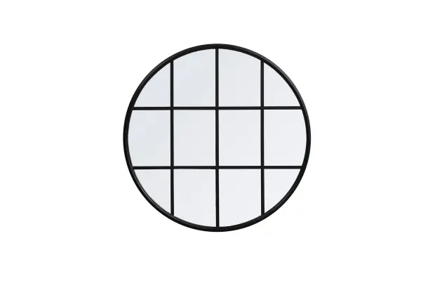 Enhance the appeal of your home or office with this contemporary mirror, slightly antiqued, featuring a thin rounded metal edges in a deep profile, reflecting a minimalist's design and trendy styling. To ensure your home safety, we use a metal hanger ring that are securely welded to the back of the metal frame , which sit on top of the frame for easy hanging. We recommend using suitable heavy duty picture/mirror hooks, selecting the best type of fixing for the particular wall you wish to hang the mirror on, using the appropriate rawl plug if required. Collection: Motif Rooms: entry way, hallway, bedroom, bathroom, living room Finish: Black Width: 1.38" Height: 31.50" Length: 31.50" Weight: 18.00 lb Extension from Wall: 0.16" Material: iron Country of Origin: China Manufacturer Warranty: 1 year limited Spec Sheet