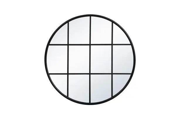 Enhance the appeal of your home or office with this contemporary mirror, slightly antiqued, featuring a thin rounded metal edges in a deep profile, reflecting a minimalist's design and trendy styling. To ensure your home safety, we use a metal hanger ring that are securely welded to the back of the metal frame , which sit on top of the frame for easy hanging. We recommend using suitable heavy duty picture/mirror hooks, selecting the best type of fixing for the particular wall you wish to hang the mirror on, using the appropriate rawl plug if required. Collection: Motif Rooms: entry way, hallway, bedroom, bathroom, living room Finish: Black Width: 1.38" Height: 36.25" Length: 36.25" Weight: 22.00 lb Extension from Wall: 0.16" Material: iron Country of Origin: China Manufacturer Warranty: 1 year limited Spec Sheet