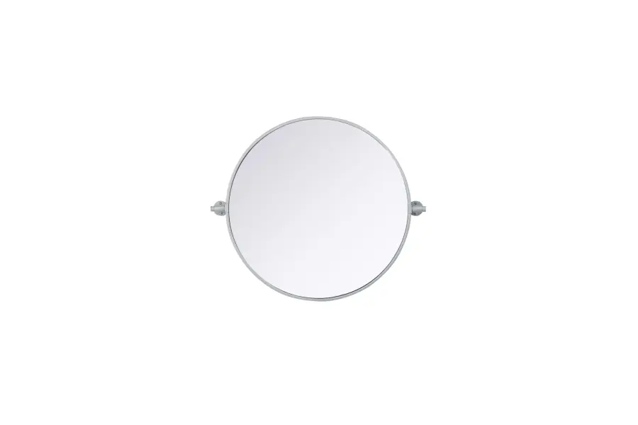Amoura 24" Round Pivot Mirror in Silver - Image 1