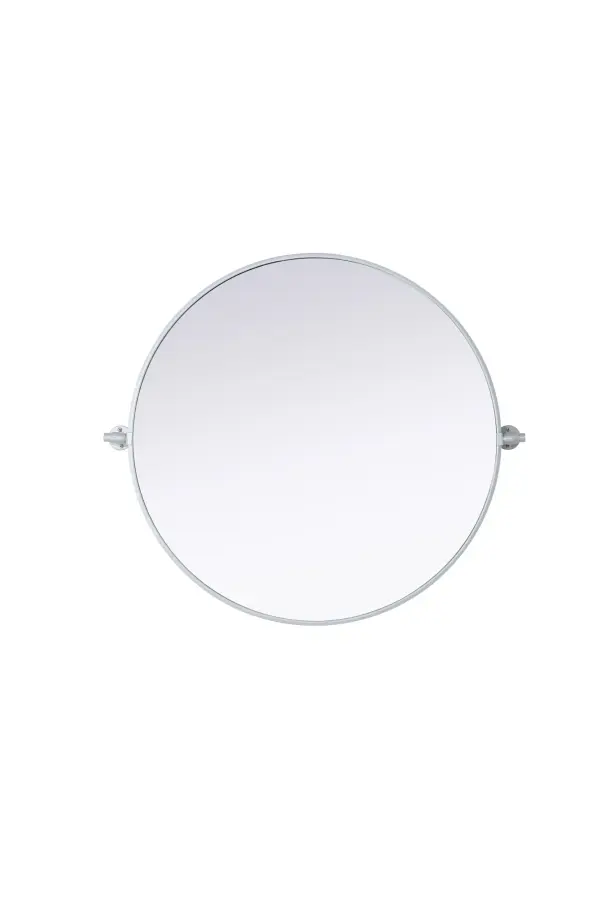 Elevate your space with the perfect blend of form and function—this sleek pivot mirror is designed to move with you. Crafted from durable iron with a sturdy MDF backing, it offers both stability and style. The 8-degree adjustable pivot allows for a customized viewing angle, making it ideal for bathrooms, bedrooms, and beyond. Finished with a hand-painted touch, this mirror is available in three elegant shades: black, silver, and brass, effortlessly complementing a range of interior aesthetics. Its modern round silhouette brings a timeless, minimalist appeal, making it a versatile piece for any room—whether placed in a living room, office, or entryway. Designed for effortless installation, this mirror comes with all necessary mounting brackets and screws, so you can upgrade your space in minutes. Whether you're seeking a functional bathroom essential or a sophisticated statement piece, this adjustable pivot mirror delivers in both style and practicality. Collection: Amoura Rooms: Bathroom Finish: Silver Width: 30.00" Height: 30.00" Weight: 16.00 lb Extension from Wall: 3.00" Material: Iron and MDF Country of Origin: China Safety Rating: Damp Manufacturer Warranty: 1 year limited