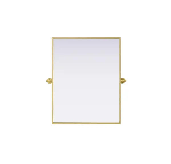 Upgrade your space with a modern pivot mirror that offers both form and function. Featuring an adjustable 8-degree tilt, this mirror allows you to customize your viewing angle for convenience and style. The iron frame with MDF backing ensures durability, while the hand-painted finish—available in black, silver, and brass—adds a touch of sophistication. Designed for versatility, this rectangular mirror can be mounted vertically or horizontally, making it the perfect fit for bathrooms, bedrooms, offices, and more. Its slim metal frame provides a sleek, contemporary aesthetic that blends seamlessly into various design styles. With included mounting brackets and screws, installation is simple and secure, giving your space an instant refresh. Whether you're getting ready for the day or enhancing your home décor, this pivot mirror delivers both style and practicality. Collection: Amoura Rooms: Bathroom Finish: Brass Width: 24.00" Height: 30.00" Weight: 16.00 lb Extension from Wall: 3.00" Material: Iron and MDF Country of Origin: China Safety Rating: Damp Manufacturer Warranty: 1 year limited