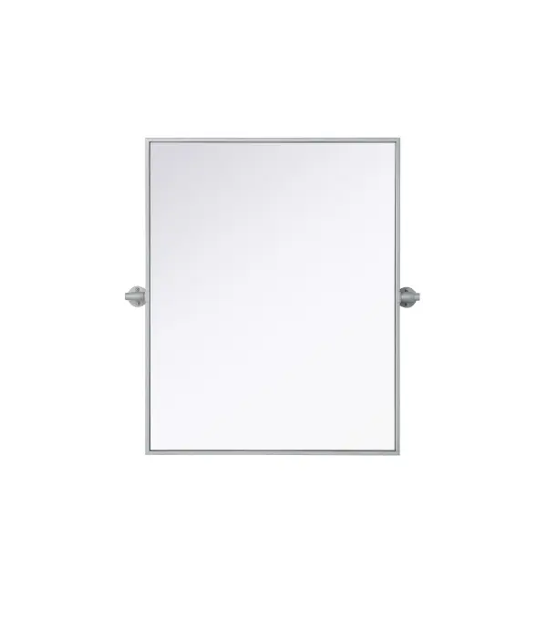 Upgrade your space with a modern pivot mirror that offers both form and function. Featuring an adjustable 8-degree tilt, this mirror allows you to customize your viewing angle for convenience and style. The iron frame with MDF backing ensures durability, while the hand-painted finish—available in black, silver, and brass—adds a touch of sophistication. Designed for versatility, this rectangular mirror can be mounted vertically or horizontally, making it the perfect fit for bathrooms, bedrooms, offices, and more. Its slim metal frame provides a sleek, contemporary aesthetic that blends seamlessly into various design styles. With included mounting brackets and screws, installation is simple and secure, giving your space an instant refresh. Whether you're getting ready for the day or enhancing your home décor, this pivot mirror delivers both style and practicality. Collection: Amoura Rooms: Bathroom Finish: Silver Width: 24.00" Height: 30.00" Weight: 16.00 lb Extension from Wall: 3.00" Material: Iron and MDF Country of Origin: China Safety Rating: Damp Manufacturer Warranty: 1 year limited